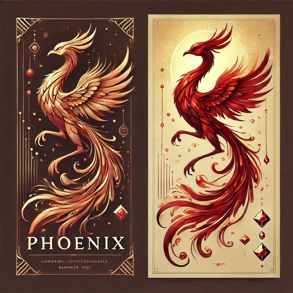 DALL·E 2024-12-13 13.55.33 - A detailed illustration of a slender, regal phoenix glowing with fiery hues, exuding elegance and grace. The phoenix has a tall, elongated neck and fi